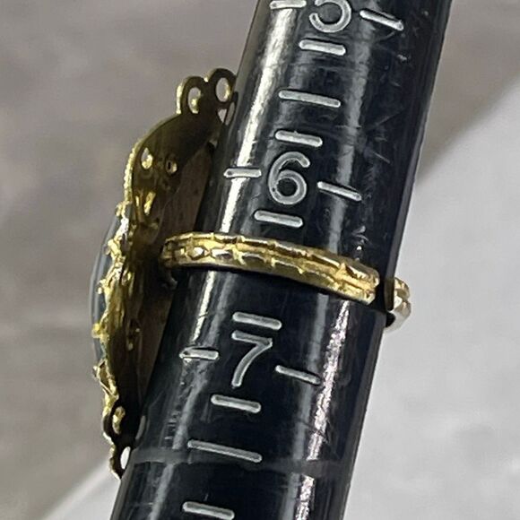 Vintage size 6.5 filigree striped cabochon stone ring. - Picture 6 of 9